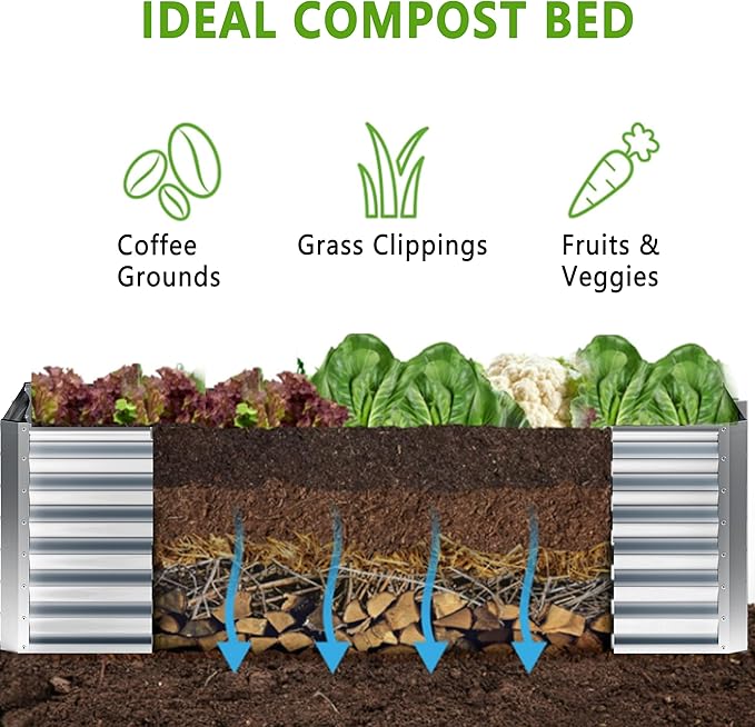 2PCS 8x4x1FT Galvanized Raised Garden Bed, Planter Raised Beds-Metal Garden Box - Image 3