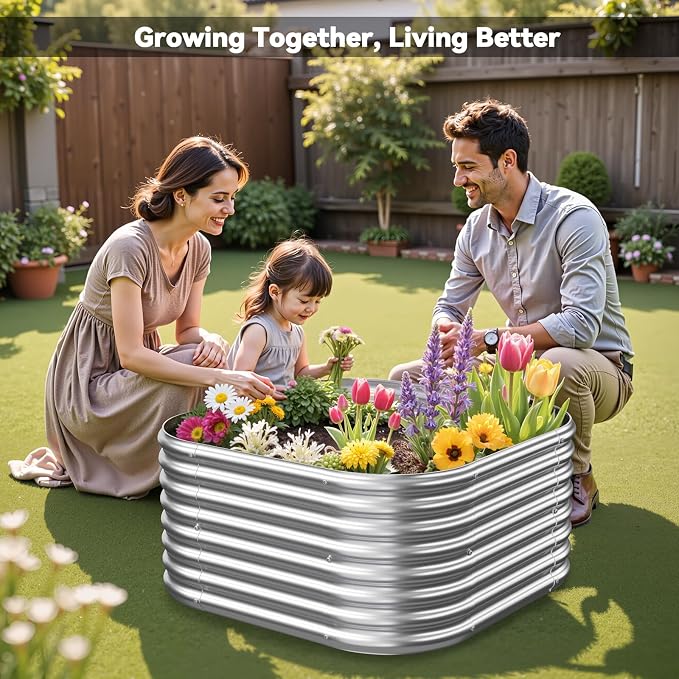 4 Pack 3x3FT Raised Beds for Gardening, Corrugated Galvanized Steel Raised - Image 5