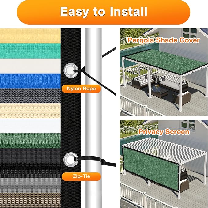 Artpuch Outdoor Pergola Shade Cover 9' X 11' Sun Shade Cloth - Image 5