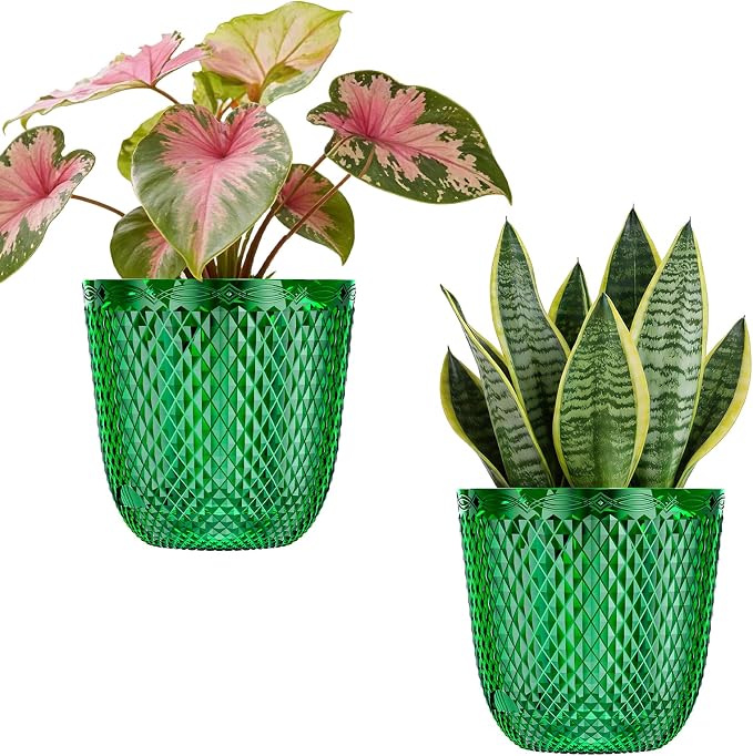 QCQHDU 2 Pack Self Watering Pots, 7.2 Inch Flower Pots by QCQHDU