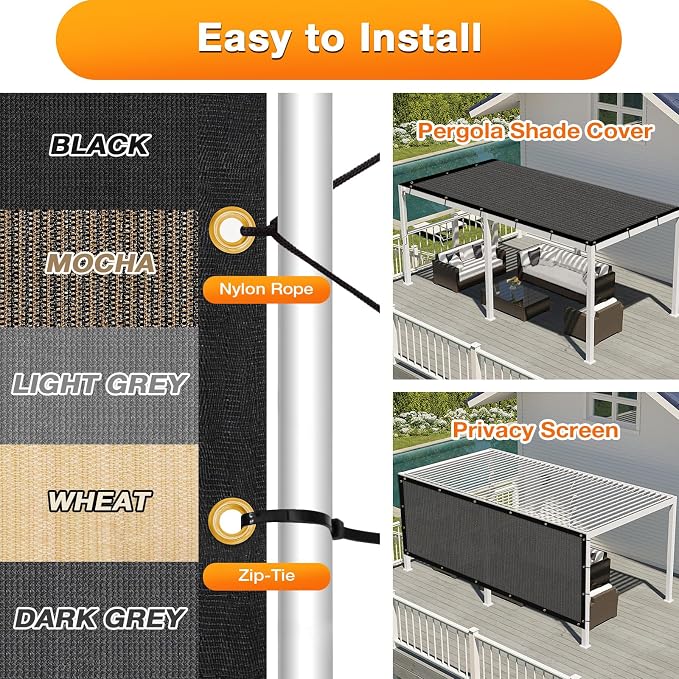 Artpuch Outdoor Pergola Shade Cover 9x14 FT Sun Shade Cloth - Image 5