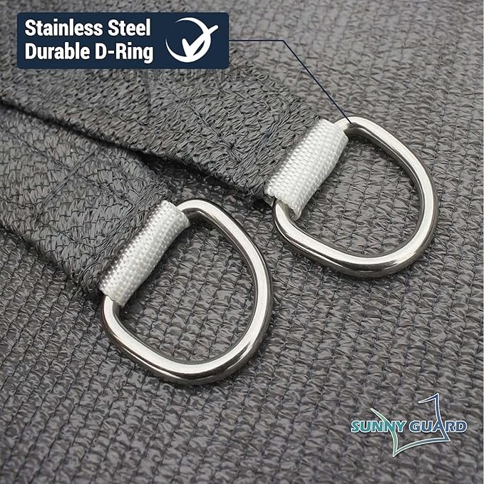 SUNNY GUARD Custom Size 18'x20' Rectangle Dark Grey UV Block Sunshade - Image 6