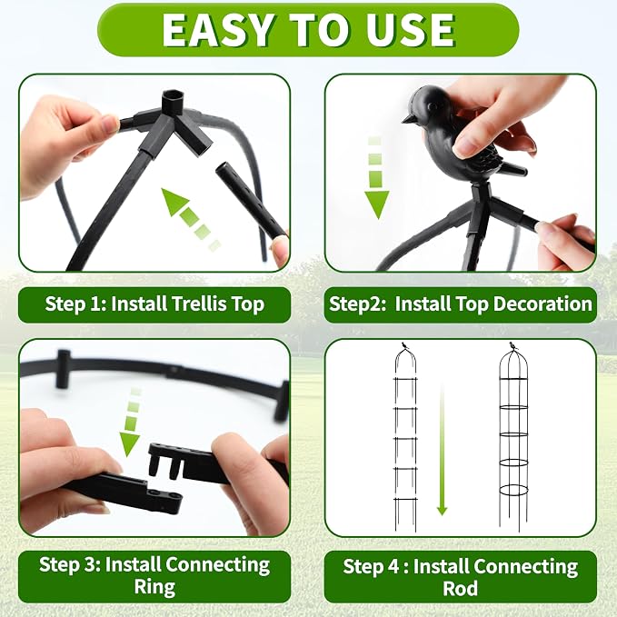6.7FT Garden Obelisk Trellis for Climbing Plants, Adjustable 5-Tier Metal Plant - Image 4