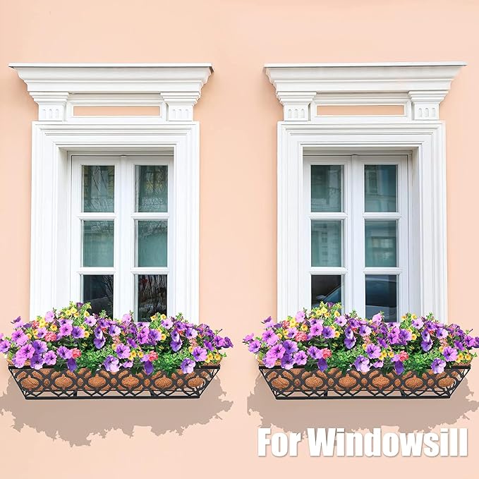 6pcs 24 Inch Window Deck with Coco Liner, Metal Hanging Flower Planter Window - Image 5