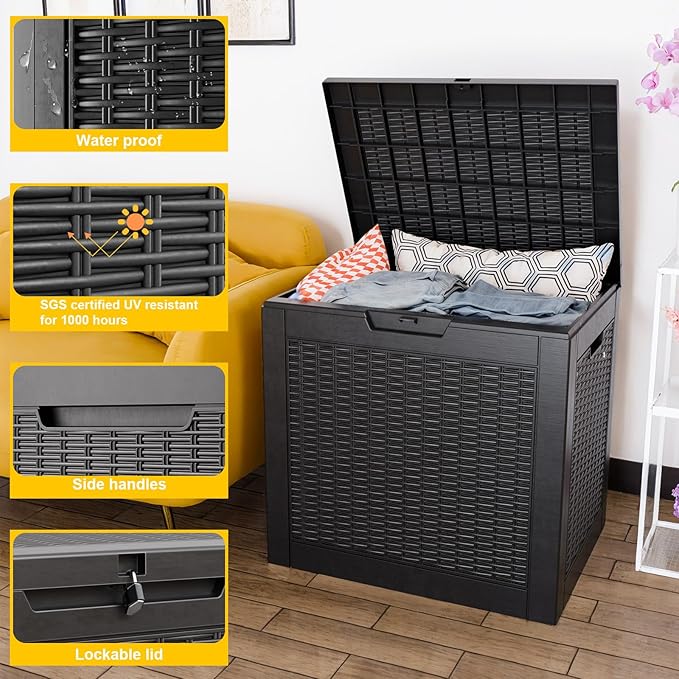 31 Gallon Outdoor Deck Box, Lockable Waterproof Outdoor Storage Boxes - Image 4