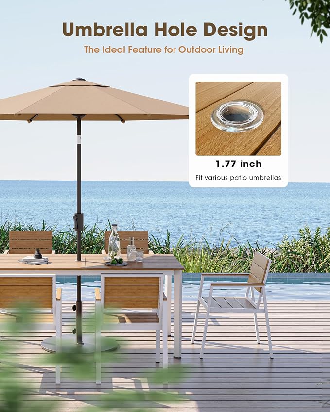Outdoor Patio Dining Set, Aluminum & HDPS 5 Piece Outdoor Table and Chairs Set - Image 3