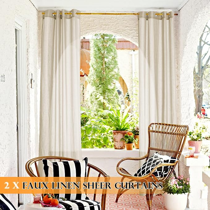 RYB HOME 2 Panels Outdoor Sheer Curtains - Image 3