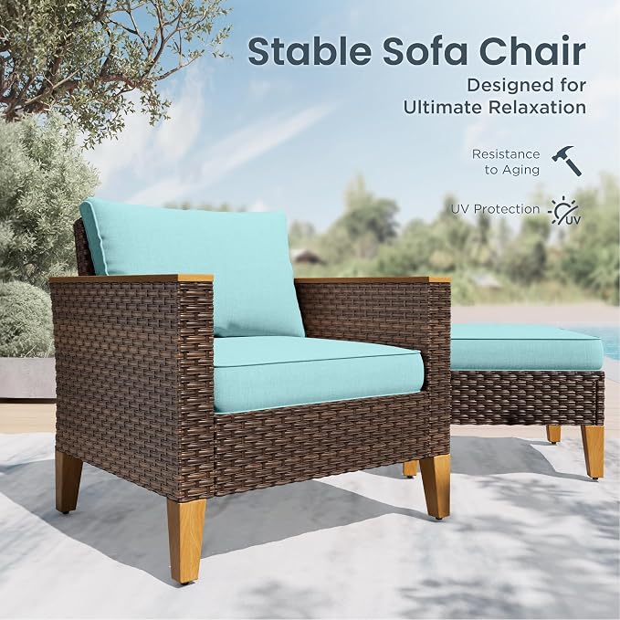 PHI VILLA 7-Piece Wicker Patio Furniture Set, Outdoor Half-Moon Curved - Image 5