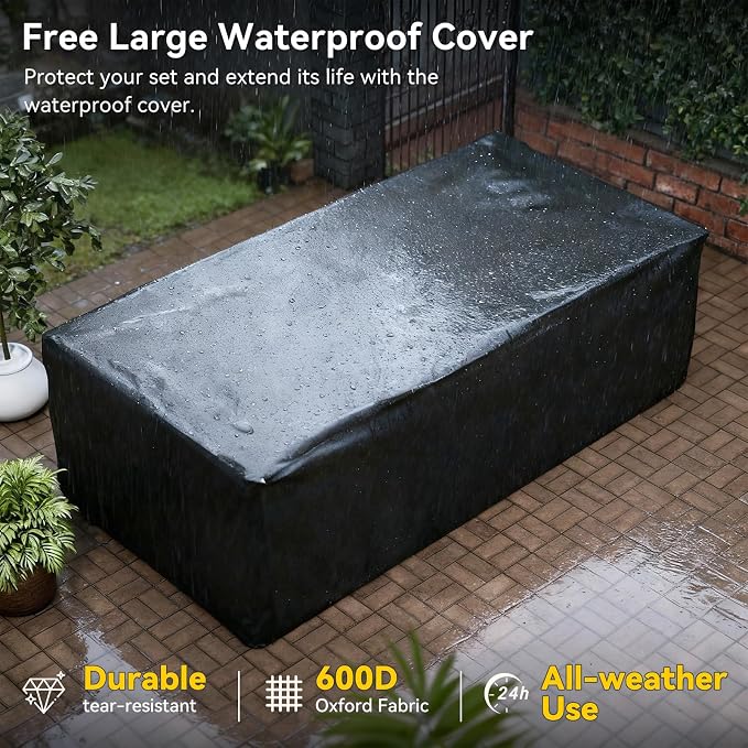 Aoxun Patio Furniture Set with Fire Pit Table, 12 Piece Outdoor Sectional Sofas - Image 6