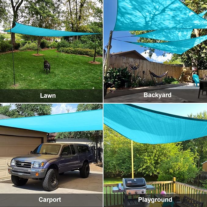 SUNLAX Sun Shade Sail 8' x 8' x 8' Turquoise Blue Triangle Canopy Sail Shade - Image 8