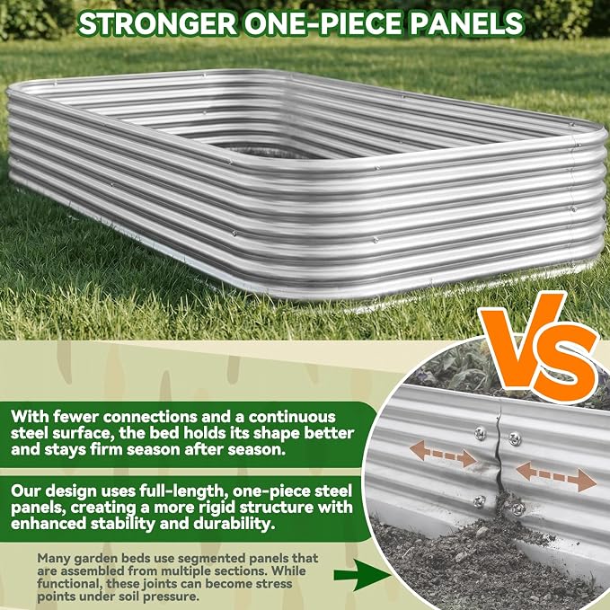 3 Pack Corrugated Galvanized Steel Raised Garden Bed Outdoor, Metal Above - Image 3