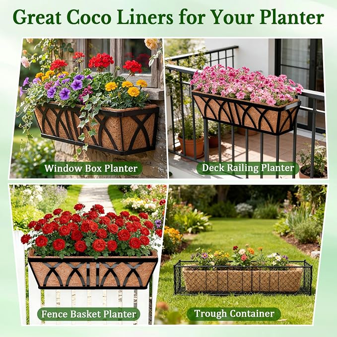 Halatool 2 Pack 24 Inch Window Box Liners, Pre-Formed Coco Fiber Replacement - Image 8