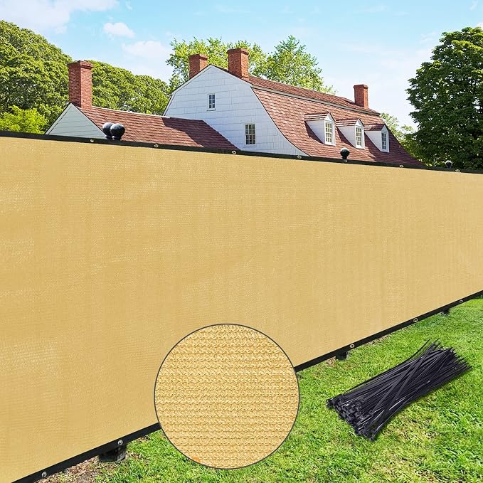 UPGRADE Privacy Fence Screen 6'x9' Sand Outdoor 90% Visibility Blockage 170 GSM by UPGRADE