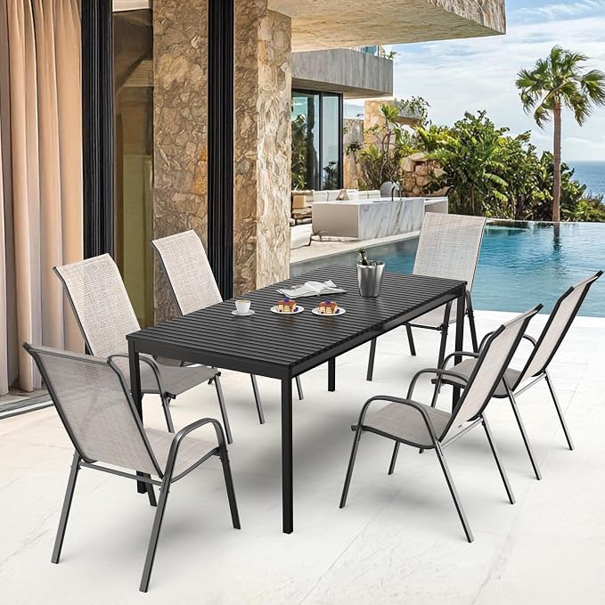VINGLI Patio Chairs Set of 4 – Stackable Outdoor Dining Chairs - Image 9