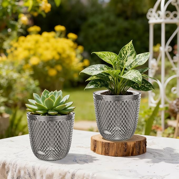 QCQHDU 2 Pack Self Watering Pots, 7.2 Inch Flower Pots - Image 4