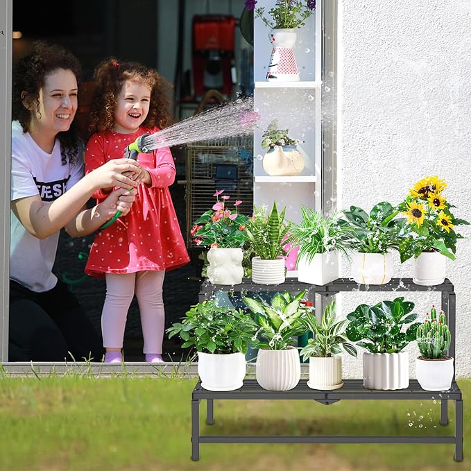 2 Tier Plant Stand Indoor Outdoor, Heavy Duty Metal Tall Plant Shelf - Image 6