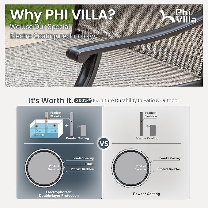 PHI VILLA 7 PCS Outdoor Dining Table and Chairs, Patio Dining Set - Image 4