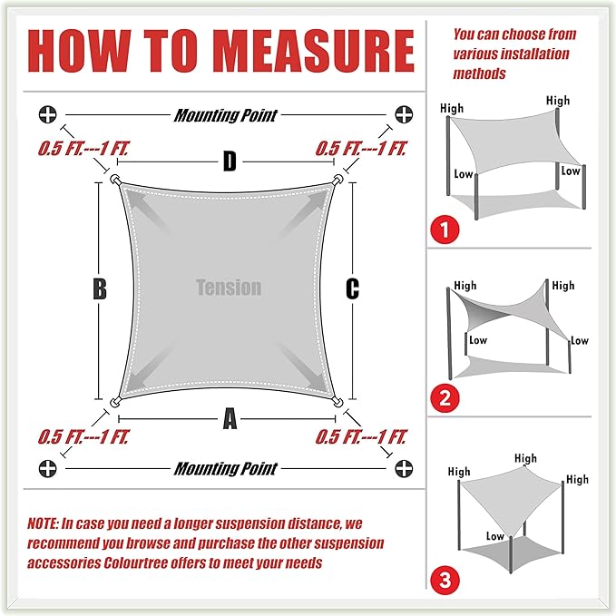 ColourTree 10' x 10' Brown Rectangle CTAPS16 Sun Shade Sail Canopy Mesh Fabric - Image 6