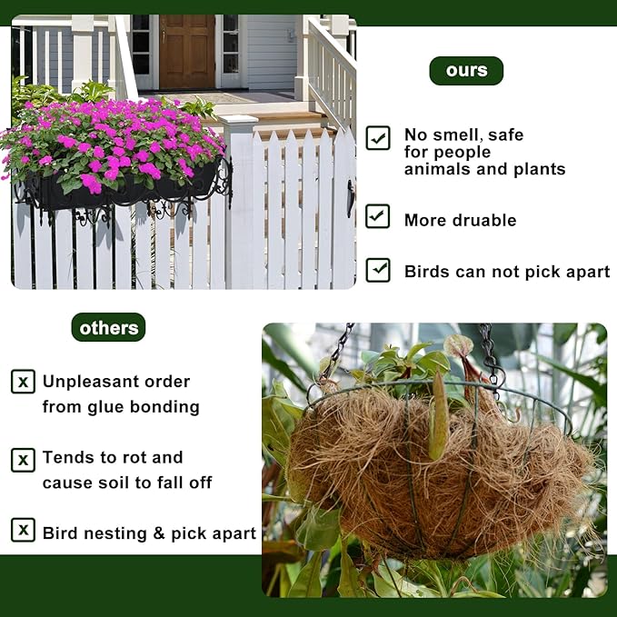 4PCS 24Inch Rectangle Window Box Liner Felt Planter Basket Liner Insert Black - Image 4