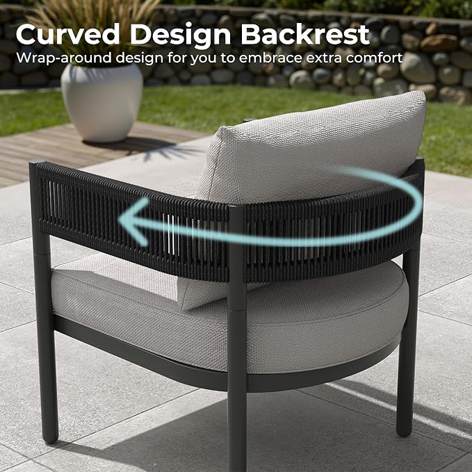 Grand patio 6-Piece Outdoor Furniture Set, 7 Seats Wicker Sofa Conversation Set - Image 6
