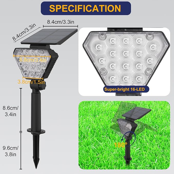 T-SUN Solar Lights Outdoor Waterproof IP65, 12 Pack LED Solar Spot Lights Color - Image 5