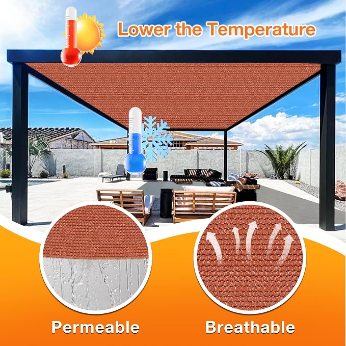 Artpuch 90% Sun Shade Cloth, 9 x 9 FT Pergola Shade Cover Canopy - Image 4