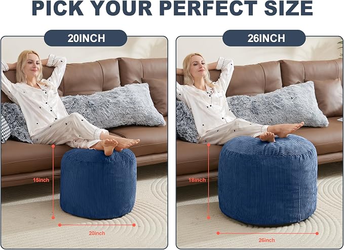 Round Stuffed Pouf Ottoman Chair - Image 2