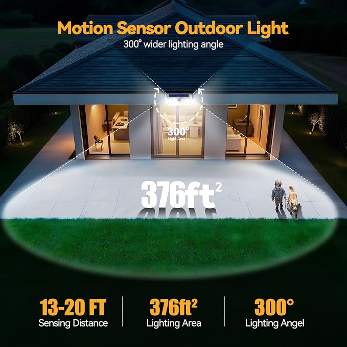 TECKNET 461 LED Solar Powered Outdoor Lights, 270° Angle & 3 Lighting Modes - Image 6