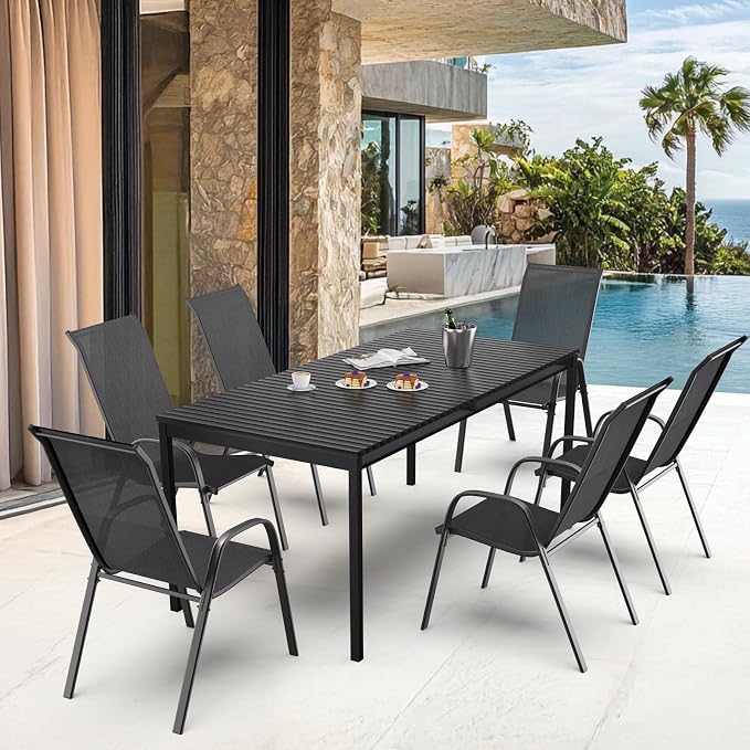 VINGLI Patio Chairs Set of 6 – Stackable Outdoor Dining Chairs - Image 9