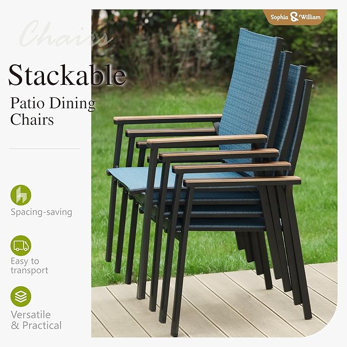 Sophia & William Patio Dining Set 9 Pieces, Patio Table and Chairs Set - Image 3