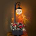 Solar Lamp Post Light with Planter, Matte Black Outdoor Flower Pots with Mosaic by YonaveilLighting