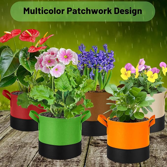 3 Gallon Fabric Grow Bags 5-Pack, 350G Heavy Duty Nonwoven Plant Pots - Image 6