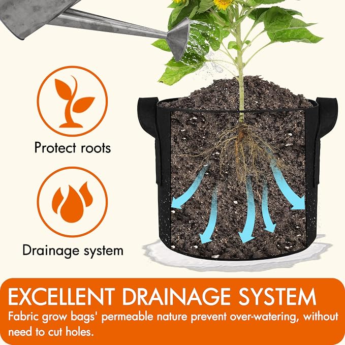 Gardzen 10-Pack 20 Gallon Grow Bags, Aeration Fabric Pots - Image 5