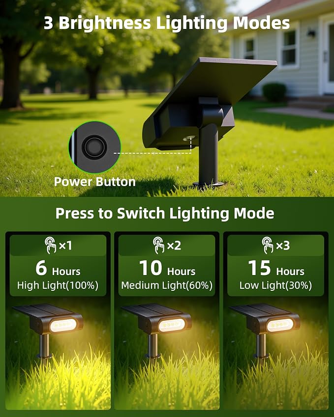 EZVALO Solar Spot Lights Outdoor IP67 Waterproof, Adjustable Solar Landscape - Image 3