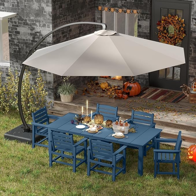 7-Piece Navy Blue Outdoor Dining Set - Image 7