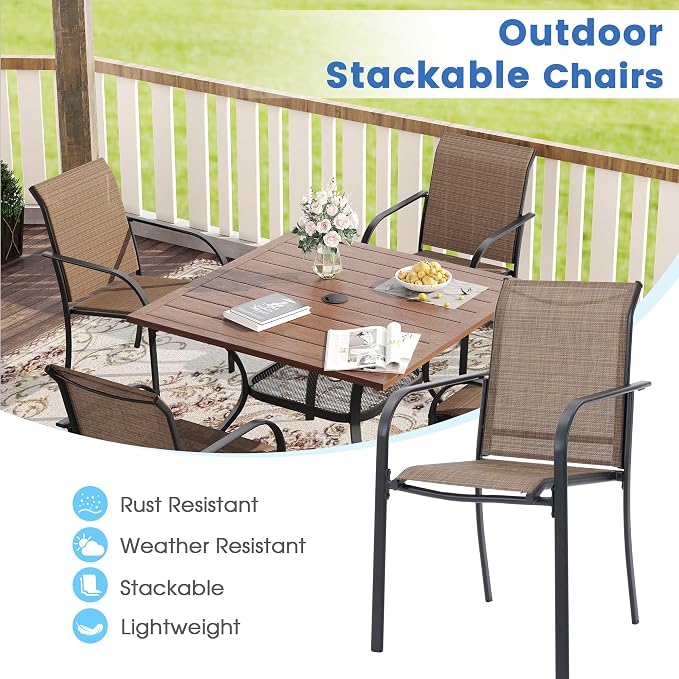 VICLLAX Patio Dining Set for 6, Outdoor Furniture Set Includes 59" Rectangle - Image 6