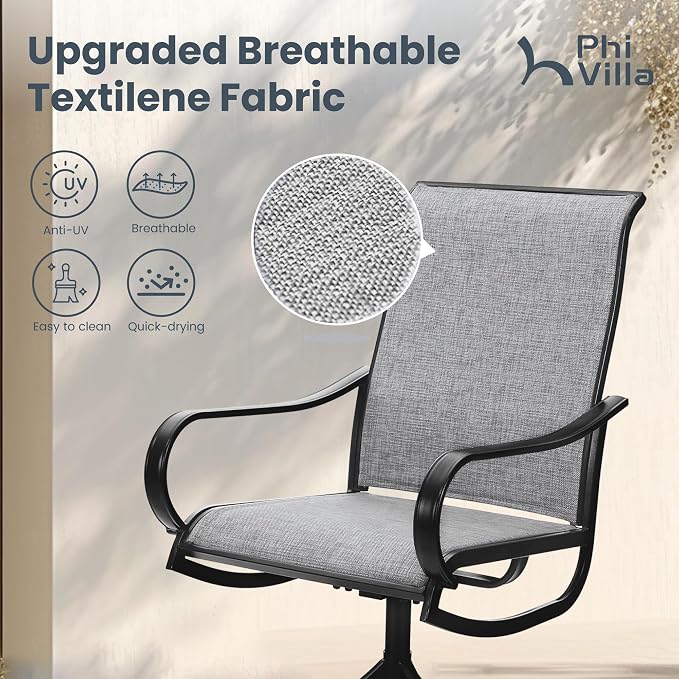 PHI VILLA 9 Piece Outdoor Patio Dining Set, Large Square Metal Dining Table and - Image 3