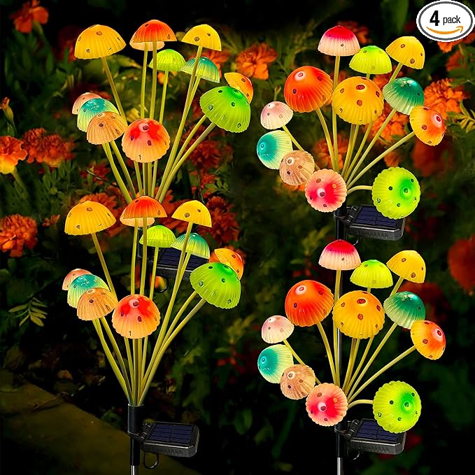 Kohlrabi Solar Garden Lights, 4 Pack Solar Mushroom Lights Outdoor, Upgraded by KohlrabiDecor