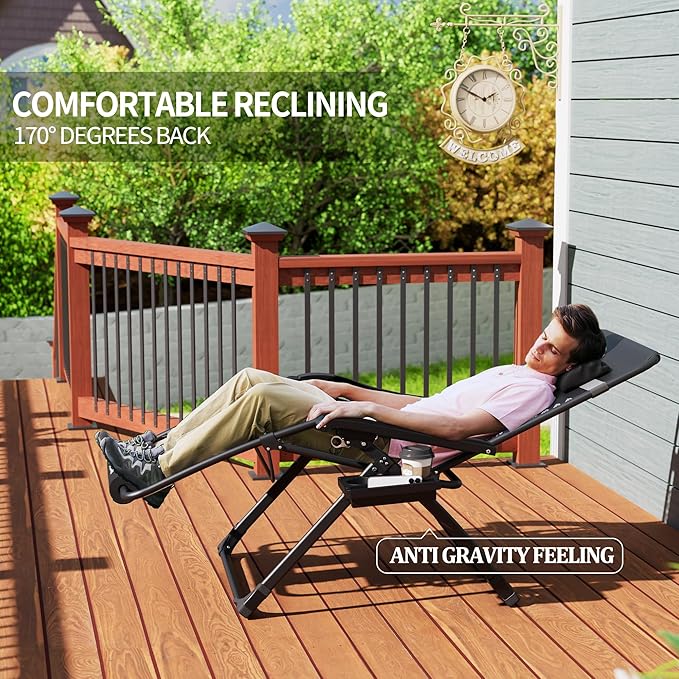UDPATIO Oversized Zero Gravity Chair 33In XXL Patio Reclining Chair - Image 7
