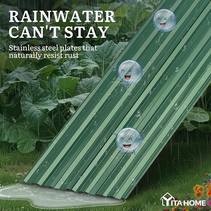 YITAHOME 6x3x2ft Large Raised Garden Bed Kit, Galvanized Metal Planter Box - Image 5
