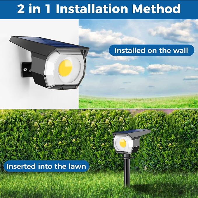 2 Pack Solar Spot Lights Outdoor, Solar Spotlights Outdoor Waterproof 2-in-1 - Image 4
