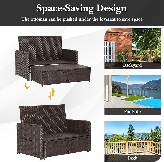 COSTWAY Patio Rattan Daybed - Image 4