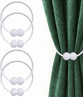 Hion Magnetic Curtain Tiebacks White 4 Pack, Curtain Tiebacks Buckles Holdbacks by Hion