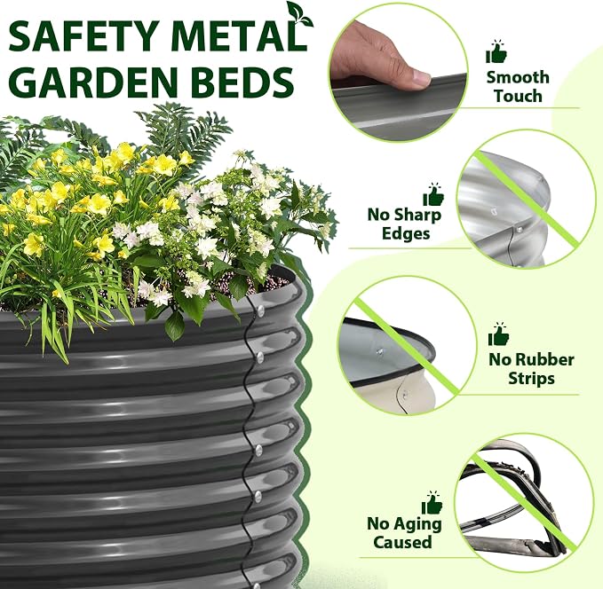 A ANLEOLIFE 8-Set 8X4X2 ft Galvanized Raised Garden Bed Kit, Oval Metal Deep - Image 3