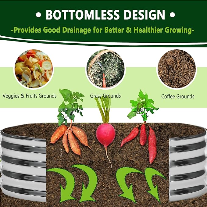 3PCS 2x2x1FT Galvanized Raised Garden Bed Kit, Vegetable Boxes-Round Metal - Image 4