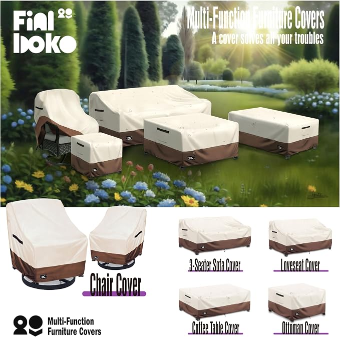 Patio Ottoman Cover, 100% Waterproof 600D Heavy Duty Outdoor Table Cover - Image 5
