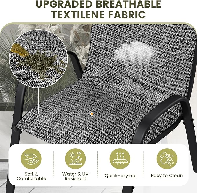 UDPATIO Patio Chairs Set of 2, Stackable Outdoor Dining Chairs - Image 5