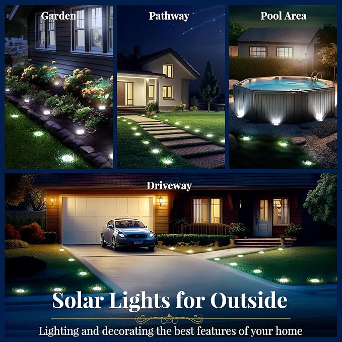 SOLPEX Solar Ground Lights, 12 Pack Solar Lights Outdoor Waterproof, 8 LED - Image 2