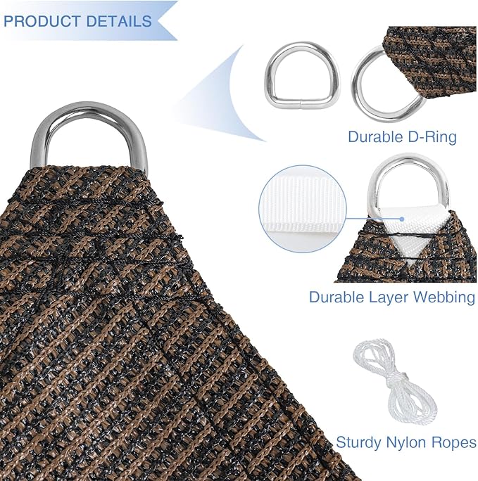 E&K Sunrise 4' x 4' x 4' Sun Shade Sail Triangle Canopy Shade Cover UV Block - Image 4