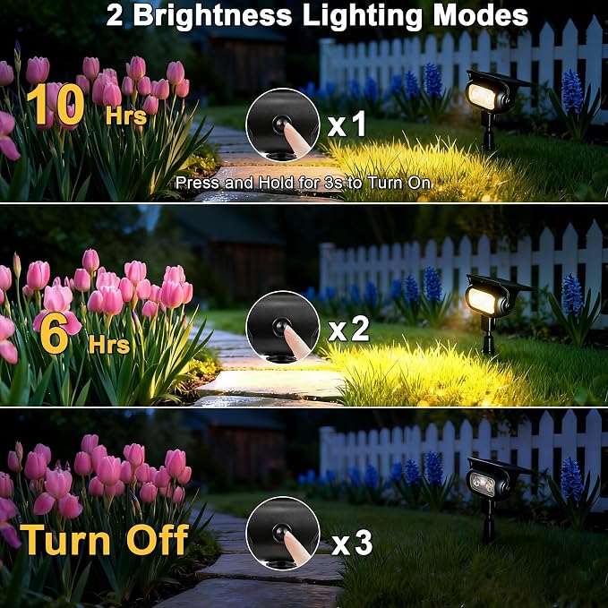 Solar Landscape Spotlights Outdoor Waterproof IP67, Warm White LED Spot Lights - Image 5